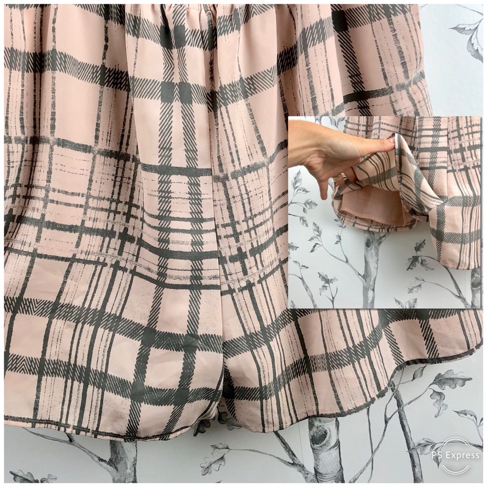 Avec Les Filles blush plaid ruffle strap romper L - Picture 7 of 8